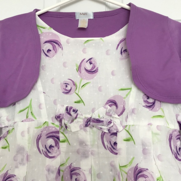 Marc & Maddie Floral Dress With Long Sleeve Shrug Girls Size 12 Purple White - Picture 3 of 11